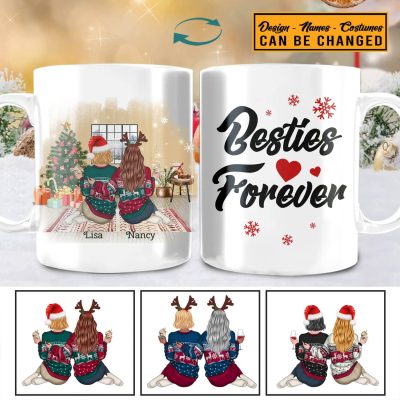 Bestie Forever Personalized Best Friend Christmas Coffee Mug - Christmas Gifts For Best Friends