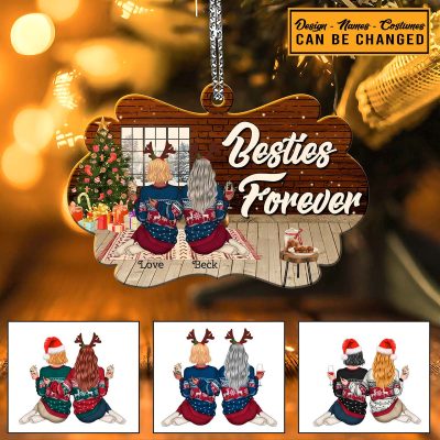 Bestie Forever Personalized Best Friend Christmas Custom Shaped Ornament - Christmas Gifts For Best Friends
