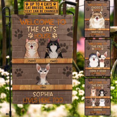 Personalized Cat Breeds Welcome To The Cats' House Outdoor House Flag - Custom Cat Lover Home Garden Flag