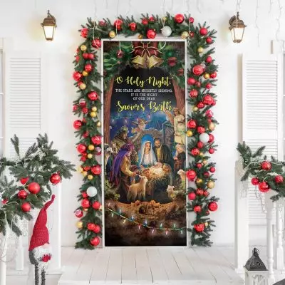 Alternative view of O Holy Night Jesus Christ Is Born Christmas Door Cover - Nativity Of Jesus Christmas Door Decorations