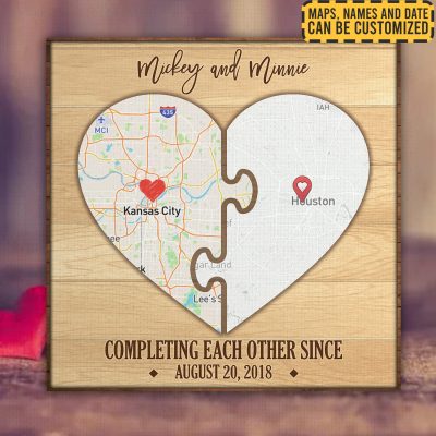 Personalized Heart Street Maps Canvas Valentines Day Long Distance Relationship Gifts Gallery Wrapped Canvas Print