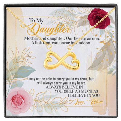 From Mom To My Daughter Mother And Daughter Our Hearts As One Infinity Heart Pendant Necklace