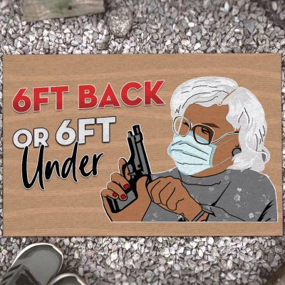 6ft Back or 6ft Under Funny Entrance Indoor Outdoor Decorative Doormat - Funny Six Feet Welcome Mat