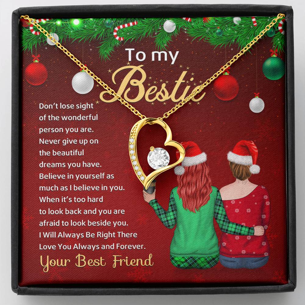 Bestie Don't Lose Sight of the Wonderful Person You Are Never Give Up Forever Love Pendant Necklace - Forever Love Necklace (18K Yellow Gold) Bestie Don't Lose Sight of the Wonderful Person You Are Never Give Up Forever Love Pendant Necklace - Forever Love Necklace (18K Yellow Gold)
