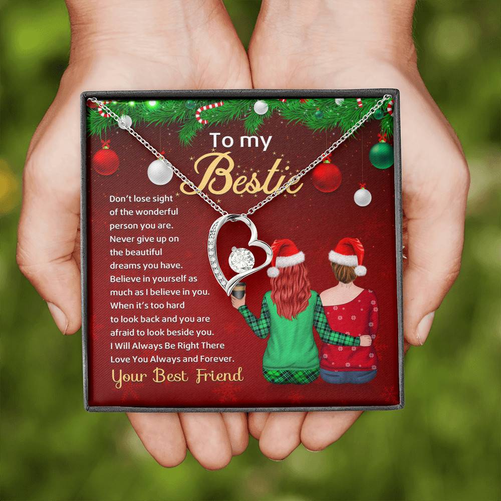 Bestie Don't Lose Sight of the Wonderful Person You Are Never Give Up Forever Love Pendant Necklace Bestie Don't Lose Sight of the Wonderful Person You Are Never Give Up Forever Love Pendant Necklace