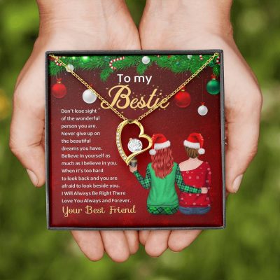 Bestie Don't Lose Sight of the Wonderful Person You Are Never Give Up Forever Love Pendant Necklace