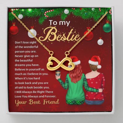 Bestie Don't Lose Sight of the Wonderful Person You Are Never Give Up Infinity Heart Pendant Necklace - Infinity Heart Necklace (18K Yellow Gold)