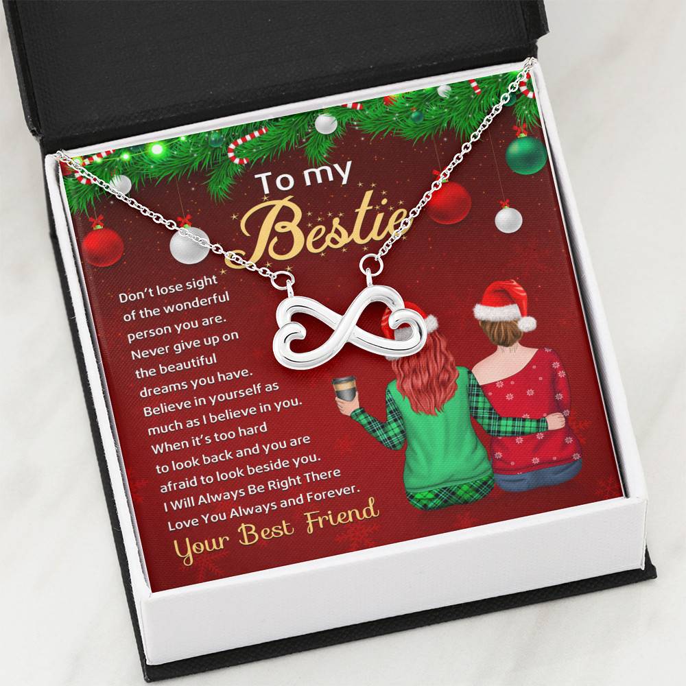 Bestie Don't Lose Sight of the Wonderful Person You Are Never Give Up Infinity Heart Pendant Necklace Bestie Don't Lose Sight of the Wonderful Person You Are Never Give Up Infinity Heart Pendant Necklace