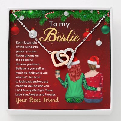 Bestie Don't Lose Sight of the Wonderful Person You Are Never Give Up Interlocking Hearts Pendant Necklace - Interlocking Hearts Necklace