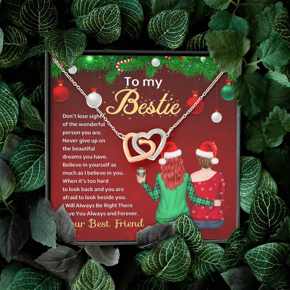 Bestie Don't Lose Sight of the Wonderful Person You Are Never Give Up Interlocking Hearts Pendant Necklace Bestie Don't Lose Sight of the Wonderful Person You Are Never Give Up Interlocking Hearts Pendant Necklace