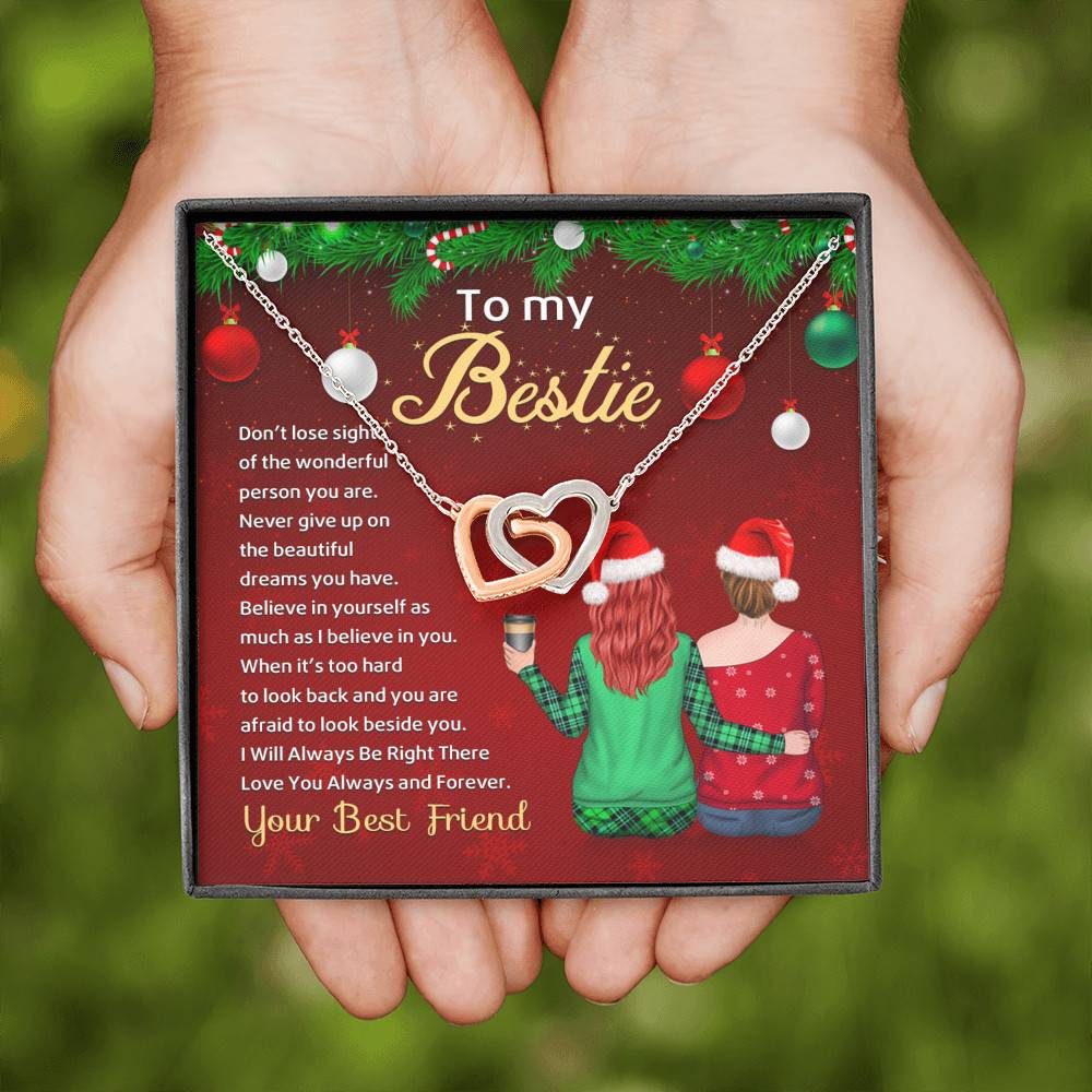 Bestie Don't Lose Sight of the Wonderful Person You Are Never Give Up Interlocking Hearts Pendant Necklace Bestie Don't Lose Sight of the Wonderful Person You Are Never Give Up Interlocking Hearts Pendant Necklace