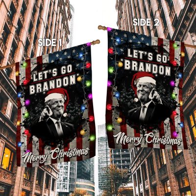 Alternative view of Merry Christmas Let's Go Brandon Trump Flag - Funny Joe Biden Garden Flag - House Flag