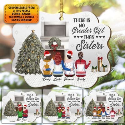 Alternative view of Custom Design Sisters Christmas Ornament There Is No Greater Gift than Sisters Custom Shaped Wooden Christmas Ornament