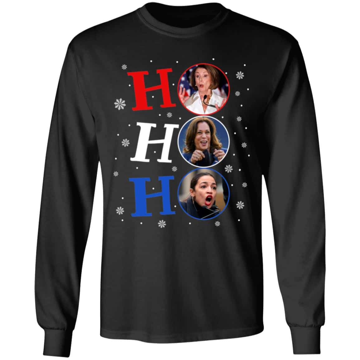 15 HG UU TIEN. Ho Ho Ho (tee), Black, Long Sleeve