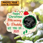 6VT. Happy Christmas Mommy Daddy ornament mk1