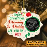 6VT. Happy Christmas Mommy Daddy ornament mk2