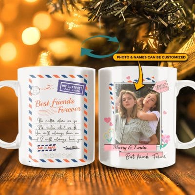 Personalized Photo Best Friends Forever Ceramic Coffee Mug - Personalized Gifts For Girls Bestie BFF