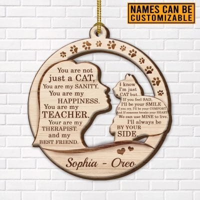 Alternative view of Personalized Name You Are Not Just A Cat Custom Shaped Christmas Ornament - Cat Lover Christmas Gifts