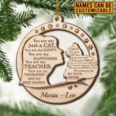 Personalized Name You Are Not Just A Cat Custom Shaped Christmas Ornament - Cat Lover Christmas Gifts
