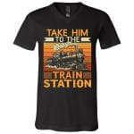Train Station tee, Black, V-Neck T-Shirt