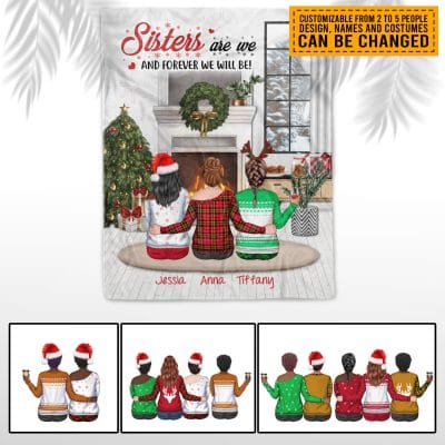 Alternative view of Personalized Besties Sisters Are We And Forever We Will Be Fleece Blanket - Custom Besties Sherpa Blanket