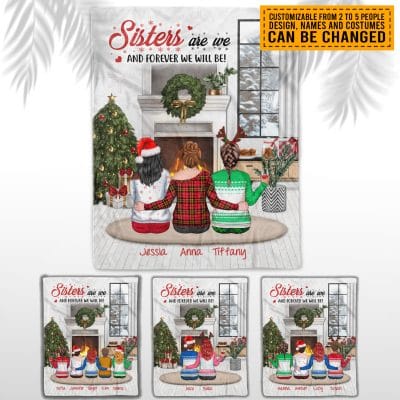 Personalized Besties Sisters Are We And Forever We Will Be Fleece Blanket - Custom Besties Sherpa Blanket