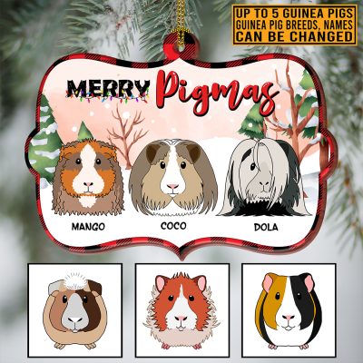 Merry Pigmas Funny Personalized Guinea Pig Custom Shaped Pet Christmas Ornament
