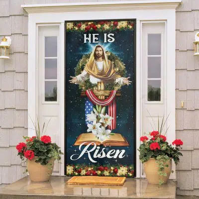 Alternative view of Jesus Christ Christmas Decorative Front Door Cover - Christmas Nativity Scene Outdoor Door Cover Decorations