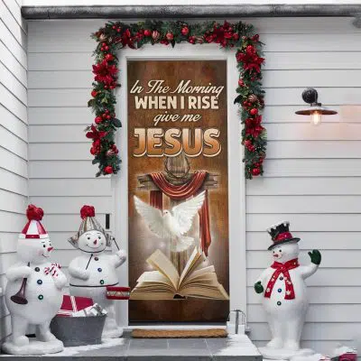 Alternative view of In The Morning When I Rise Give Me Jesus Front Door Cover - Christmas Nativity Scene Outdoor Door Decorations