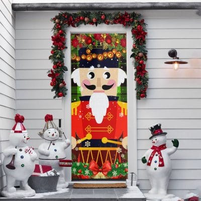 Alternative view of Nutcracker Christmas Door Cover - Funny Xmas Holiday Season Decoration Front Door Wrap