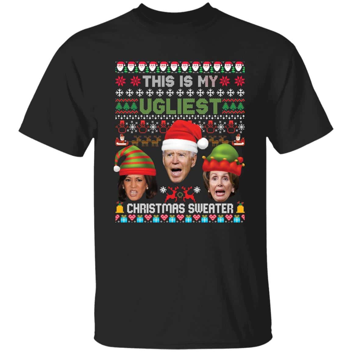 50 HG UU TIEN. Ugliest Christmas Sweater (tee), Black, Unisex T-Shirt