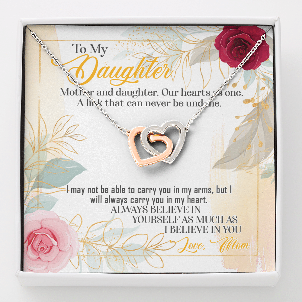 From Mom To My Daughter Mother And Daughter Our Hearts As One Interlocking Hearts Pendant Necklace - Interlocking Hearts Necklace