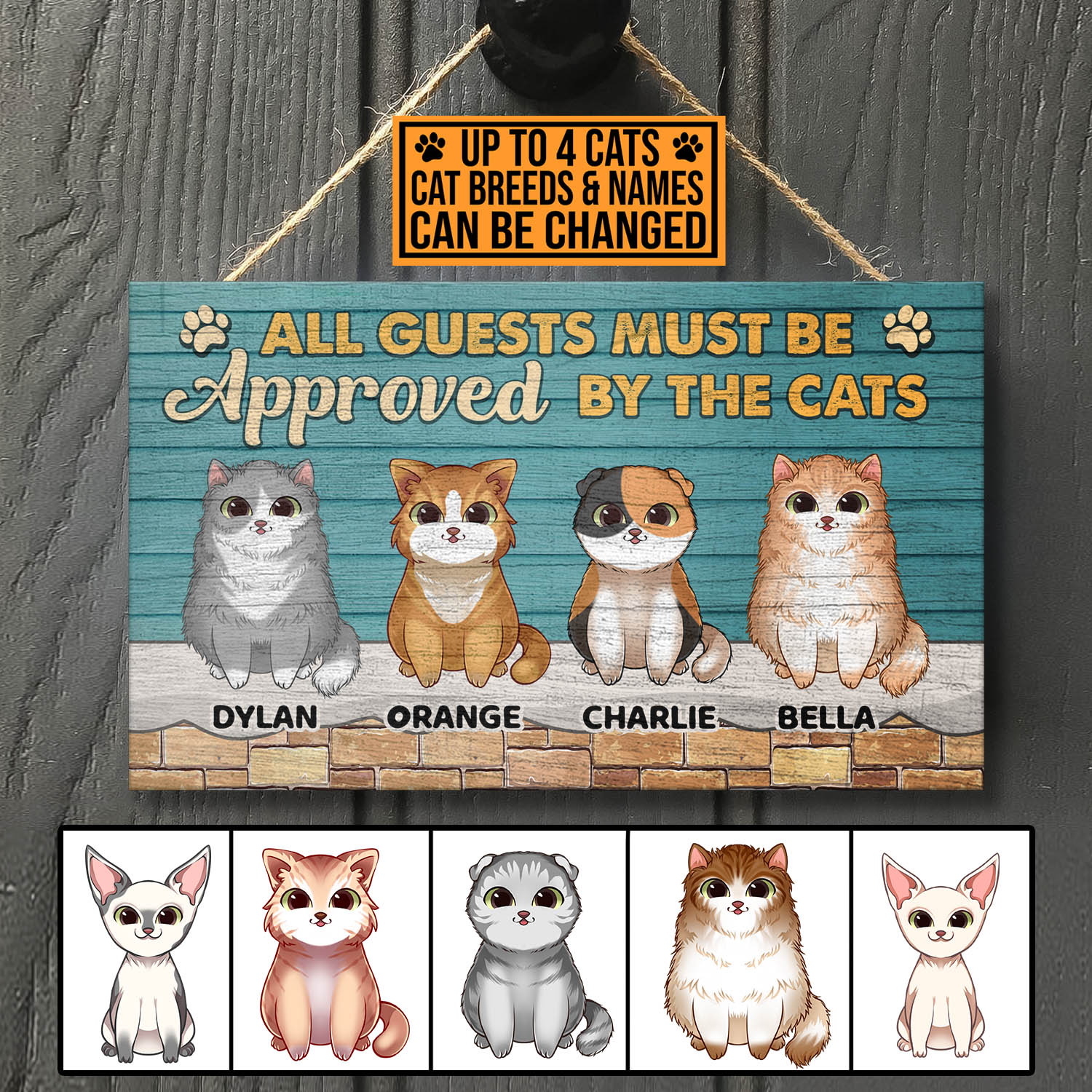 6VT. Cats All Guests Must Be Approved door sign mk6