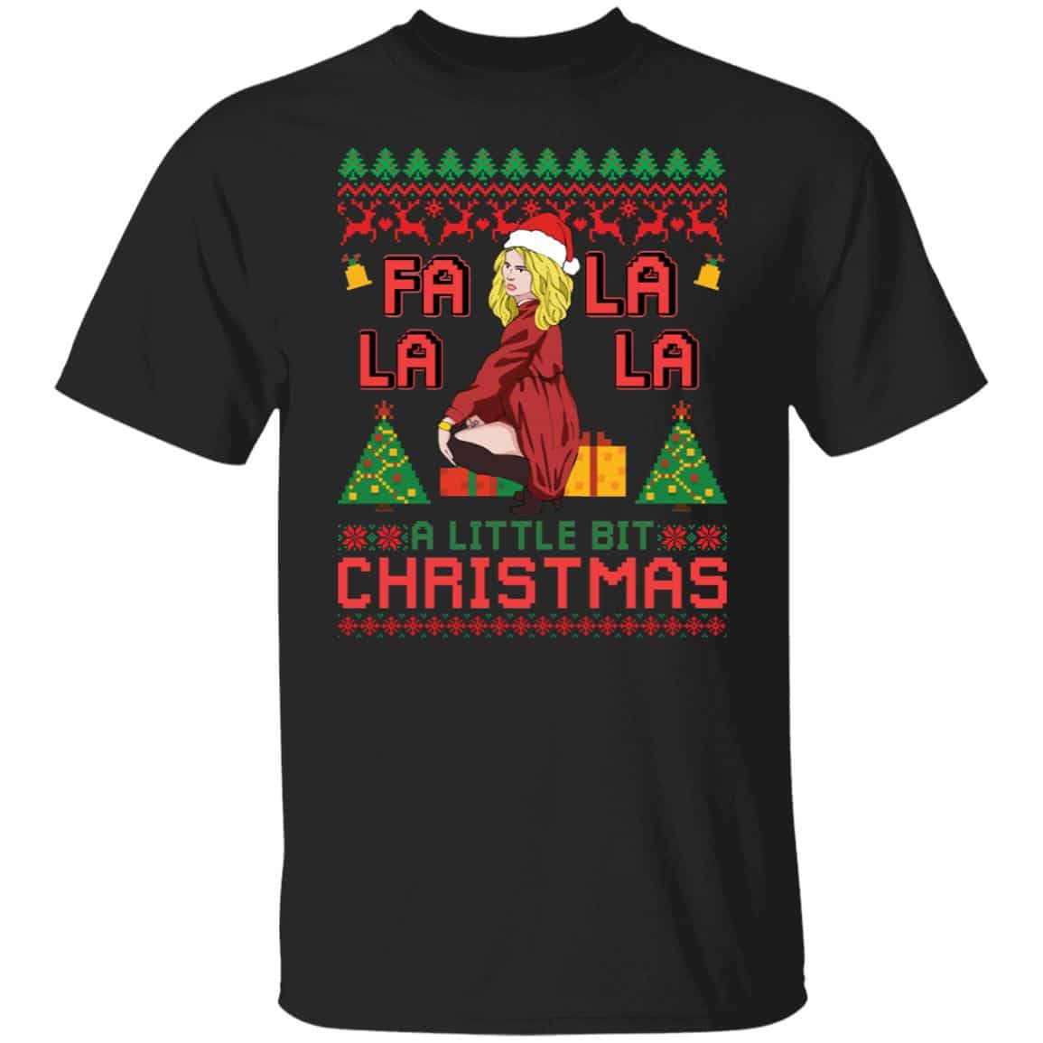 1. La La La Little Bit Christmas, Black, Unisex T-Shirt