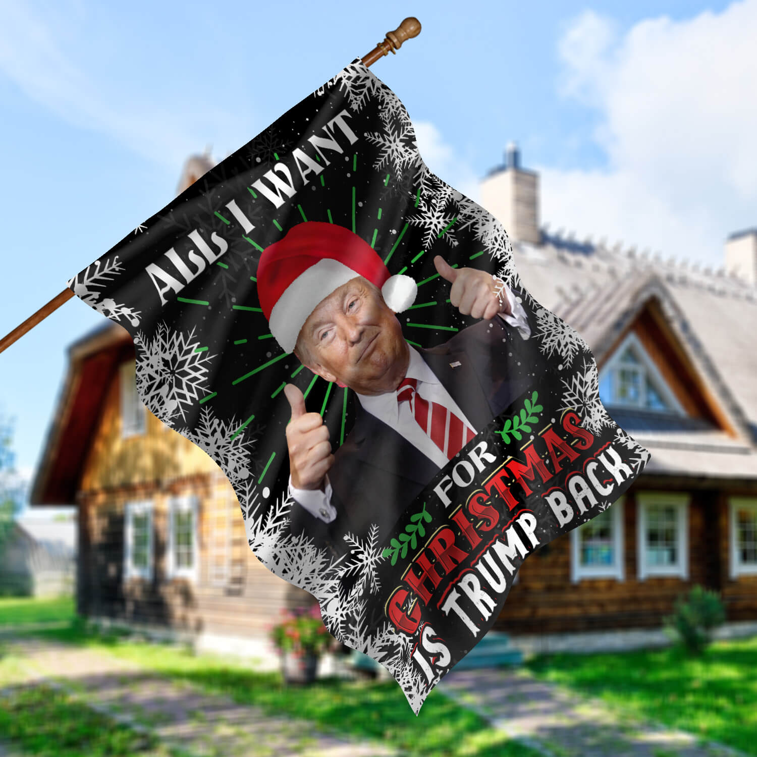 4TM. All I Want Trump BackHouse Flag Mockup 5