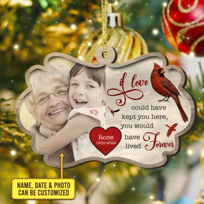 Alternative view of Custom Photo if Love Could Have Kept You Here You Would Have Lived Forever Keepsake Custom Shaped Wooden Ornament