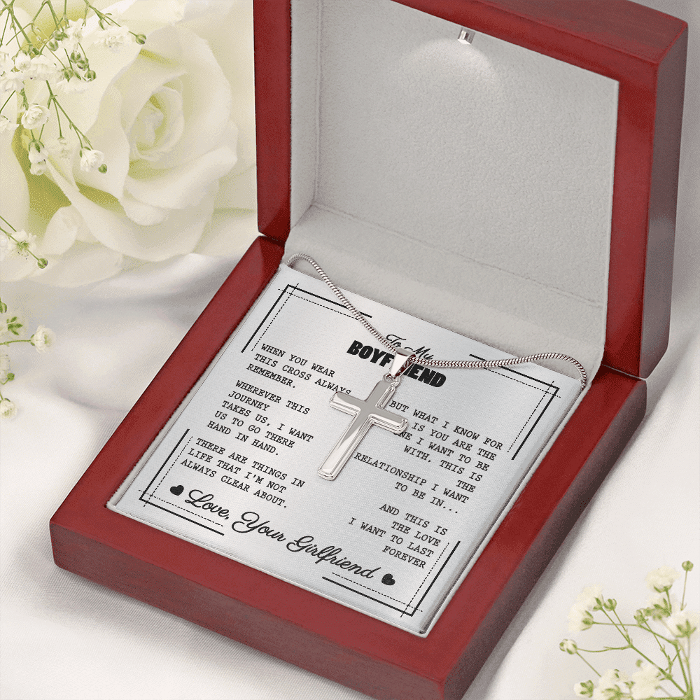 To My Boyfriend When You Wear This Cross Always Remember Artisan Crafted Cross Necklace