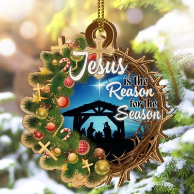 Alternative view of Jesus Is The Reason For The Season Ornament - Birth Of Christ Jesus Christmas Ornament