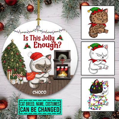 Personalized Angry Cat Is This Jolly Enough Christmas Ornament - Holiday Decoration Gifts For Cat Lovers