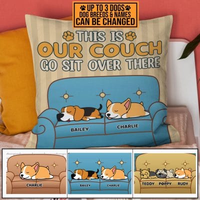 Custom Dog Breeds Pillow This Is Our Couch Go Sit Over There Dog Lover Throw Pillow - Decorative Pillow - Indoor Outdoor Cushion - Sofa Home Decor