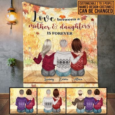 Personalized Love Between A Mother And Daughters Is Forever Letter Fleece Blanket - Sherpa Blanket