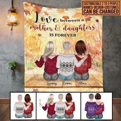 Alternative view of Personalized Love Between A Mother And Daughters Is Forever Letter Fleece Blanket - Sherpa Blanket