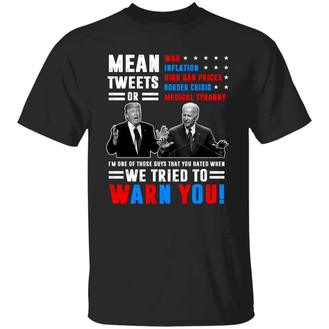2VT. Trump Biden Mean Tweets Or War, Black, Unisex T-Shirt