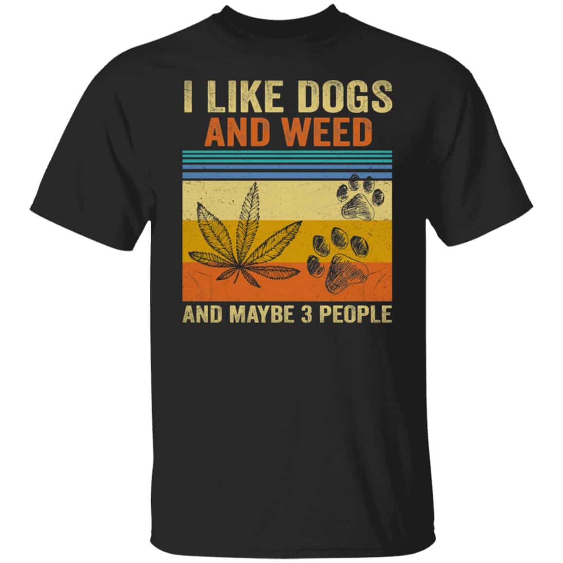 4VT. I Like Dogs And Weed, Black, Unisex T-Shirt