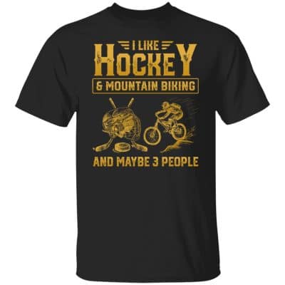4VT. Hockey And Mountain Biking, Black, Unisex T-Shirt