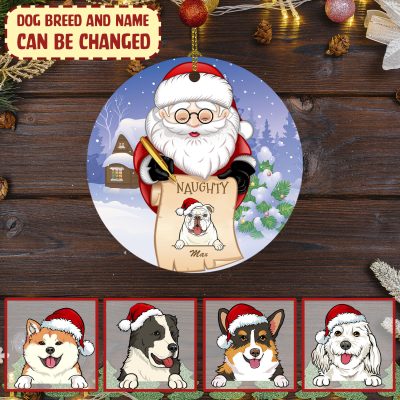 Personalized Dog Breeds Naughty Dog Decorative Christmas Ornament - Holiday Decoration Gifts For Dog Lovers