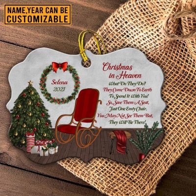 Alternative view of Personalized Christmas In Heaven Medallion Metal Ornament Keepsake - Memorial Ornaments For Loss Of Loved One