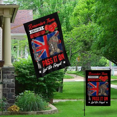 Alternative view of Remember Them Generation To Generation Pass It On Let We Forget Memorial UK Veteran Outdoor Indoor Decorative Garden Flag - House Flag