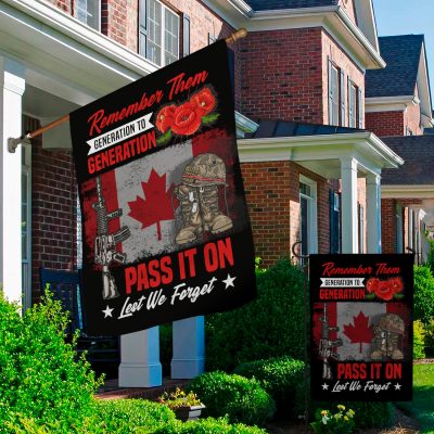 Alternative view of Remember Them Generation To Generation Pass It On Let We Forget Memorial Canada Veteran Outdoor Indoor Decorative Garden Flag - House Flag