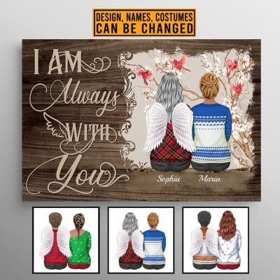 Personalized I Am Always With You Cardinal Memorial Framed Canvas Prints - Custom Mom In Heaven Poster